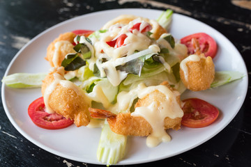 fried shrimp salad cream mixed vegetable