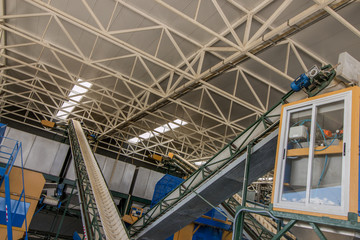 View of a modern processing unit machinery for olive oil.