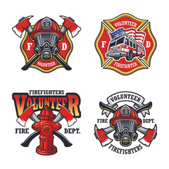 Set of firefighter emblems - 84617223