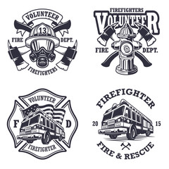 Set of firefighter emblems - 84617263