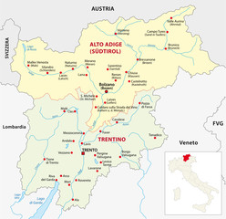 Obraz premium trentino administrative map