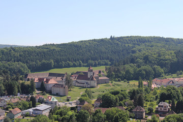 Fototapeta na wymiar Vue panoramique sur la ville de Bitche Lorraine France 