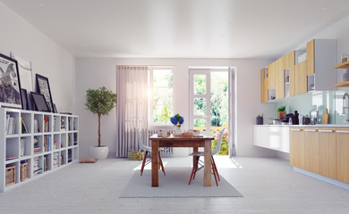 modern kitchen interior. 3d design concept