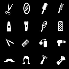 Vector white barber icon set