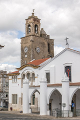 Fototapeta na wymiar Outdoor view of the beautiful church of Matriz de Santa Maria da Feira located in Beja, Portugal.