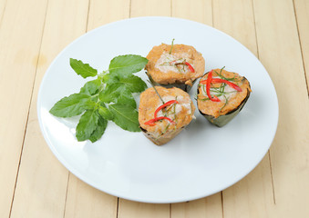 Thai food, steamed fish with curry paste