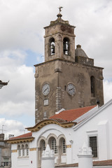 Fototapeta na wymiar Outdoor view of the beautiful church of Matriz de Santa Maria da Feira located in Beja, Portugal.
