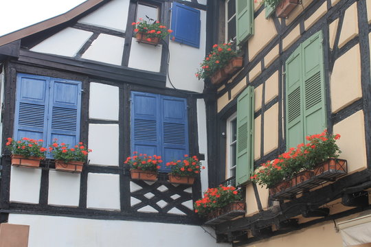 Fa&ccedil;ades de maisons &agrave; colombage en Alsace
