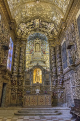 Fototapeta na wymiar View of the beautiful church details inside the regional museum of Beja city, Portugal.