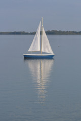 Dubrava lake landscape with sail boat in Prelog, Croatia. © Panama