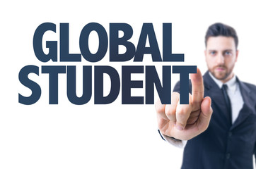 Business man pointing the text: Global Student