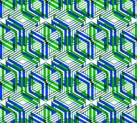 Seamless optical ornamental pattern with three-dimensional geome