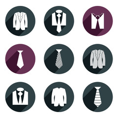 Man business clothes vector icons set.