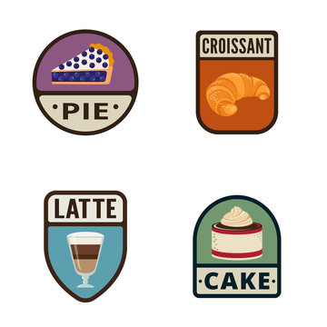 Bakery Vintage Labels vector icon design collection. Shield bann