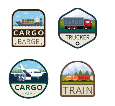 Cargo Vintage Labels vector icon design collection. Shield banne