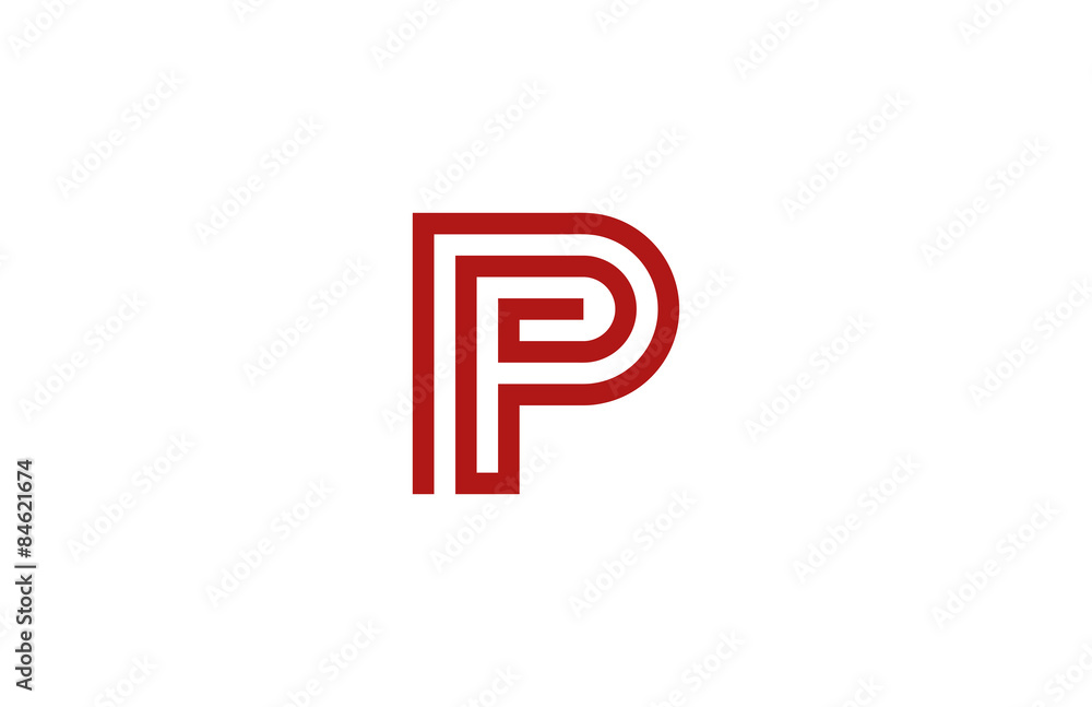Poster letter p logo vector alphabet design element template. abc conce