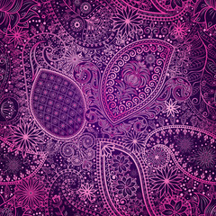 Vintage floral motif ethnic seamless background.