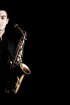 Saxophone player Saxophonist with sax alto 