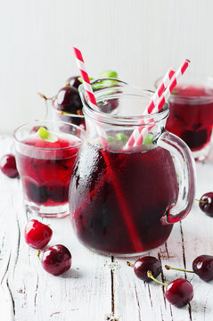 Fresh cherry juice with ice