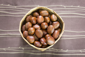 Chestnut in bamboo basket.