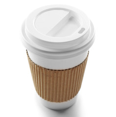 Paper cup of coffee isolated on white