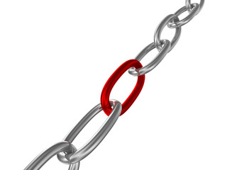 Fototapeta premium Grey chain with red ring