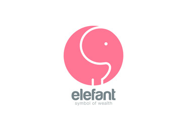 Obraz premium Elephant logo circle design vector template ... Zoo Logotype funny