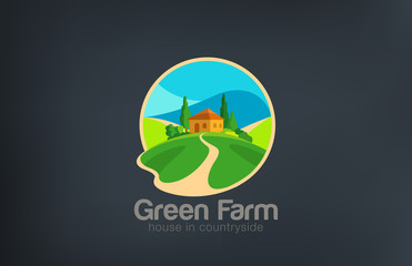 Green Farm Logo Villa ecology design vector template...House in
