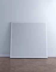 blank frame canvas in loft room with clipping path