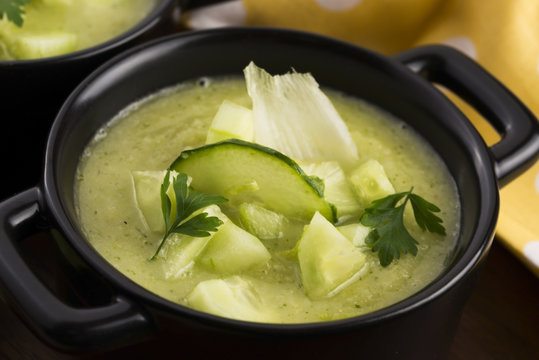cold cucumber soup with herbs