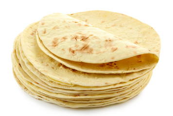 Flour tortillas isolated on white