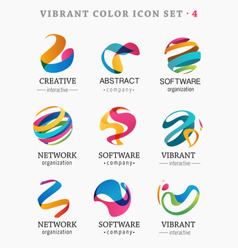 Set of trendy abstract, vibrant and colorful icons