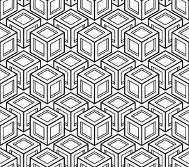 Contrast black and white symmetric seamless pattern with interwe