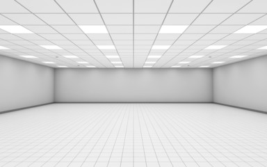 Wide empty office room interior with white walls 3 d