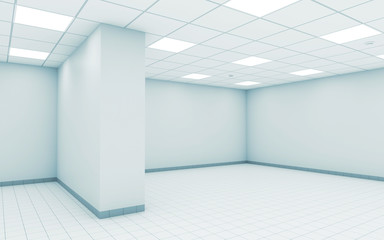 Abstract empty white office room interior 3 d