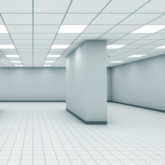 Abstract empty office room interior with column 3d