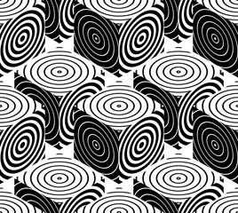 Contrast black and white symmetric seamless pattern with interwe