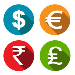 Fototapeta premium Currency flat icons set