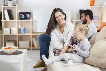 family time, Dad, mother and daughter