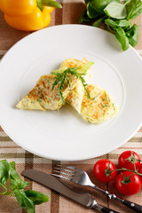 Scrambled eggs with arugula