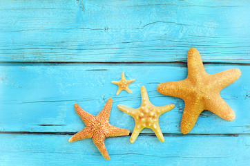 Fototapeta na wymiar Family of starfish. Summer beach.