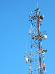 Communication Tower with GSM on perfect clear blue sky