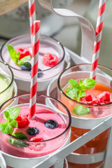 Summer smoothie with fruity yogurt