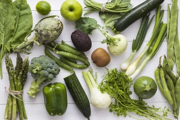 Afwasbaar Fotobehang Groenten Groene groenten en fruit