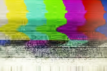 Television screen with static noise caused by bad signal recepti - obrazy, fototapety, plakaty