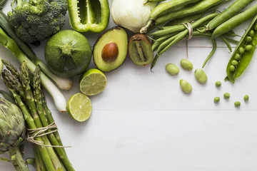 Papier Peint photo Légumes Sélection d& 39 ingrédients de fruits et légumes verts