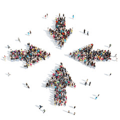 People in the form of arrows.