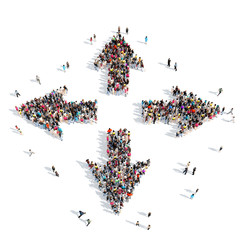 People in the form of arrows.