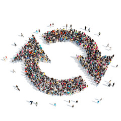 People in the form of arrows.