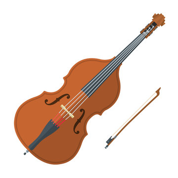 colored flat style contrabass music instrument illustration.